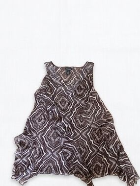 Lane Bryant Brown and Cream Geometric Flowy Top